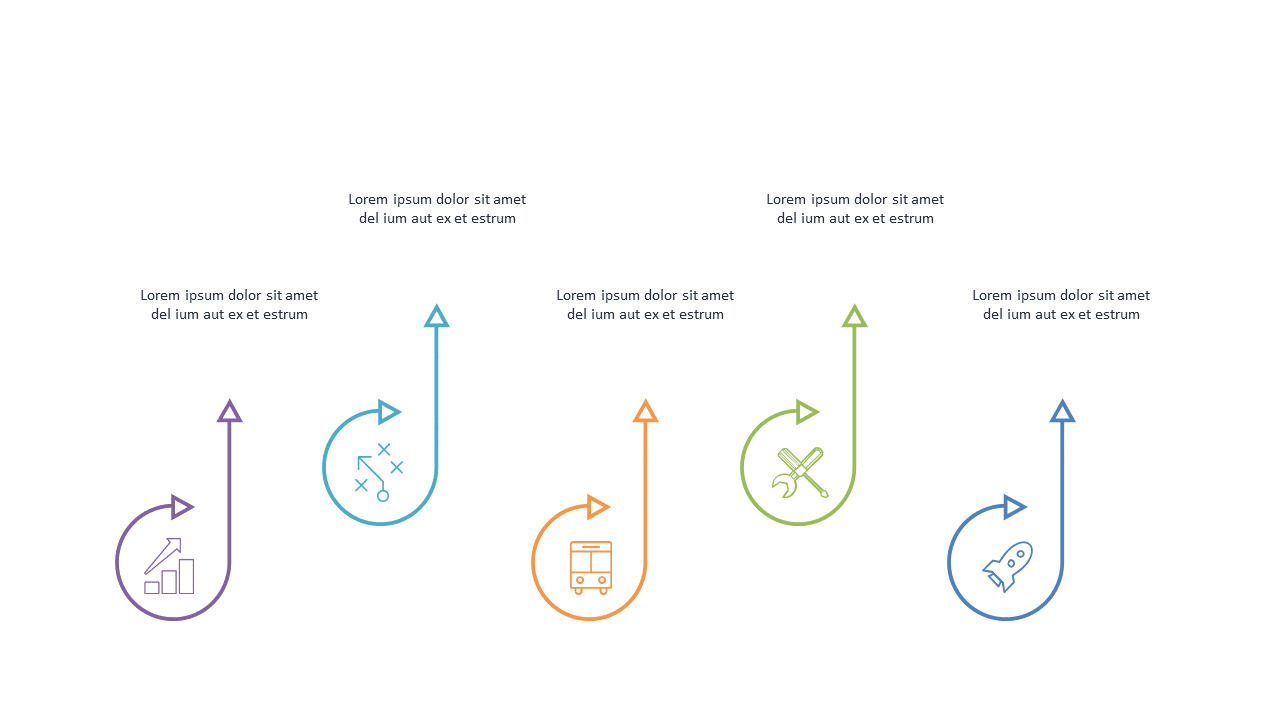 Demonstrate Workflows with Colorful Curved Arrows