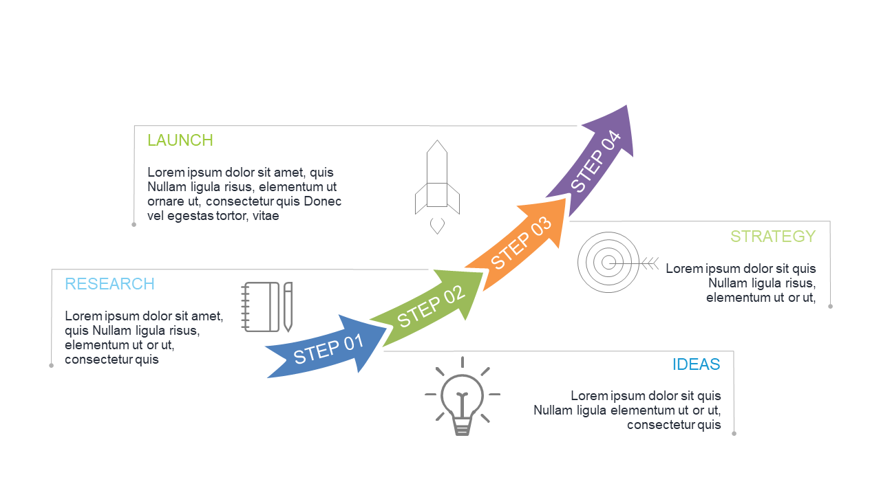 Illustrate Project Steps with Colorful Arrows