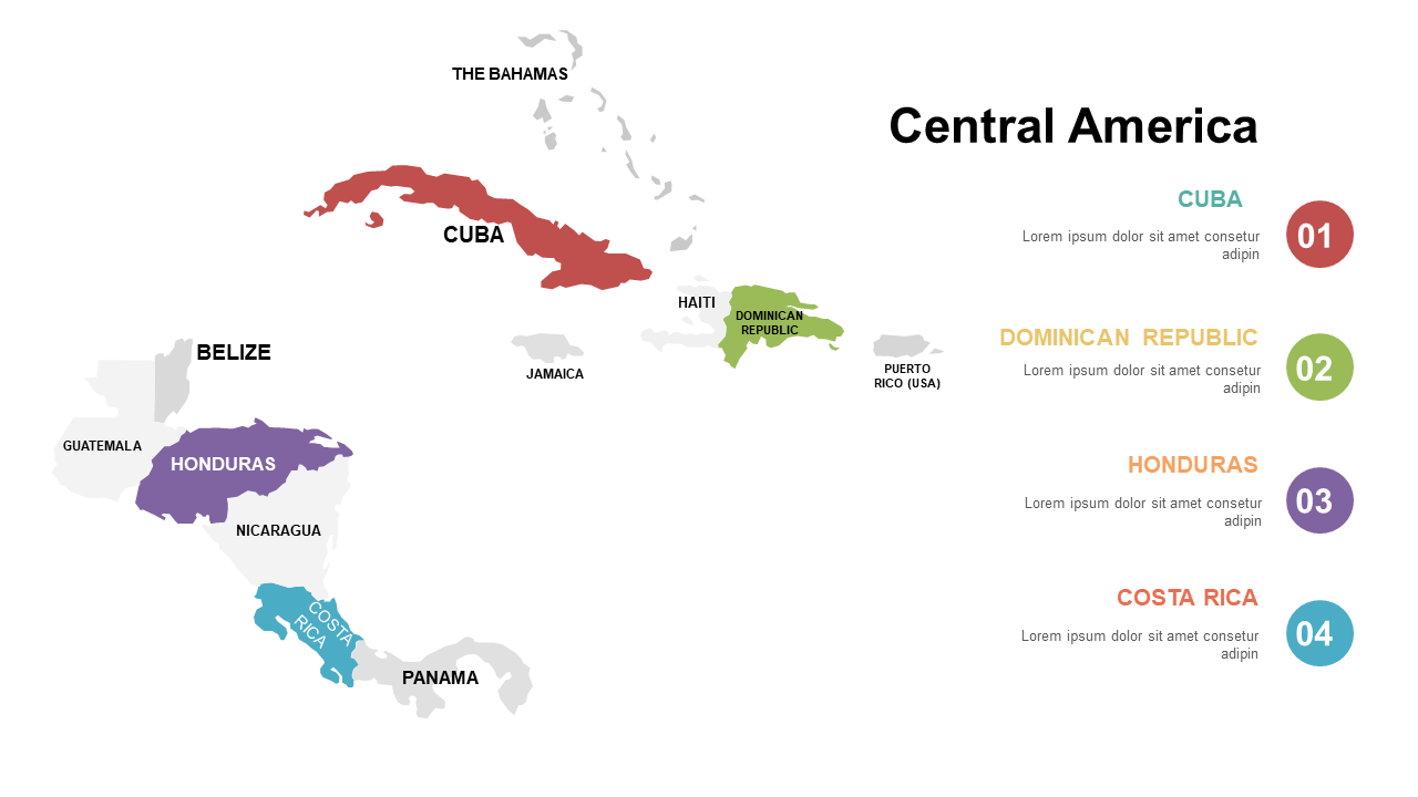 Explore Central America with Colorful Map
