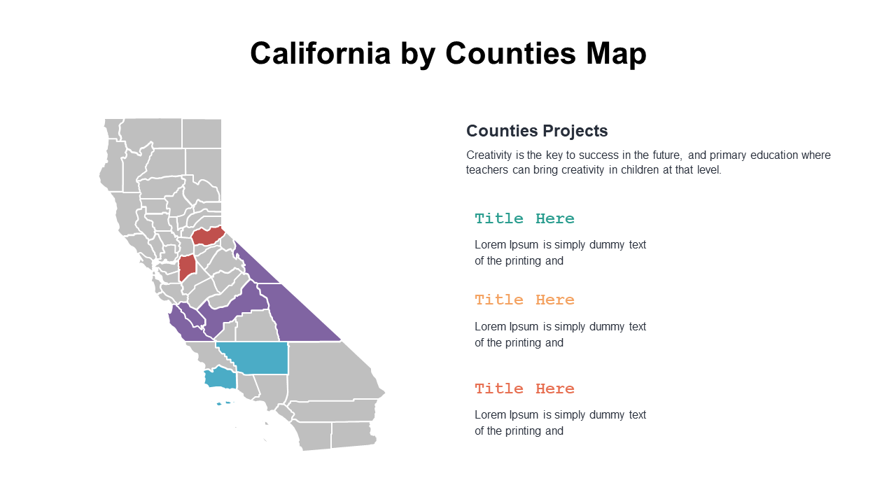 California Counties Map for Educational Presentations
