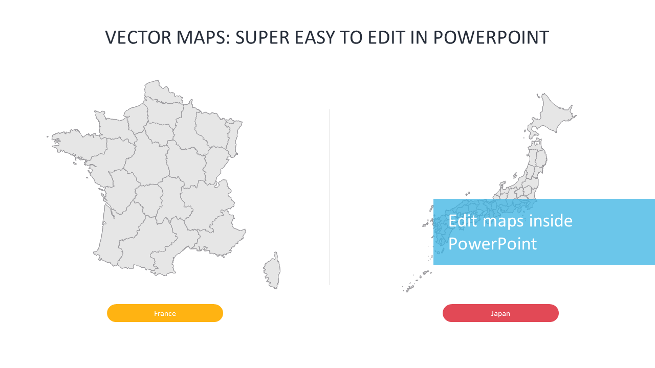 Editable Vector Maps of France and Japan
