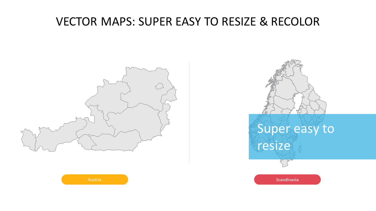 Editable Vector Maps of Austria and Scandinavia