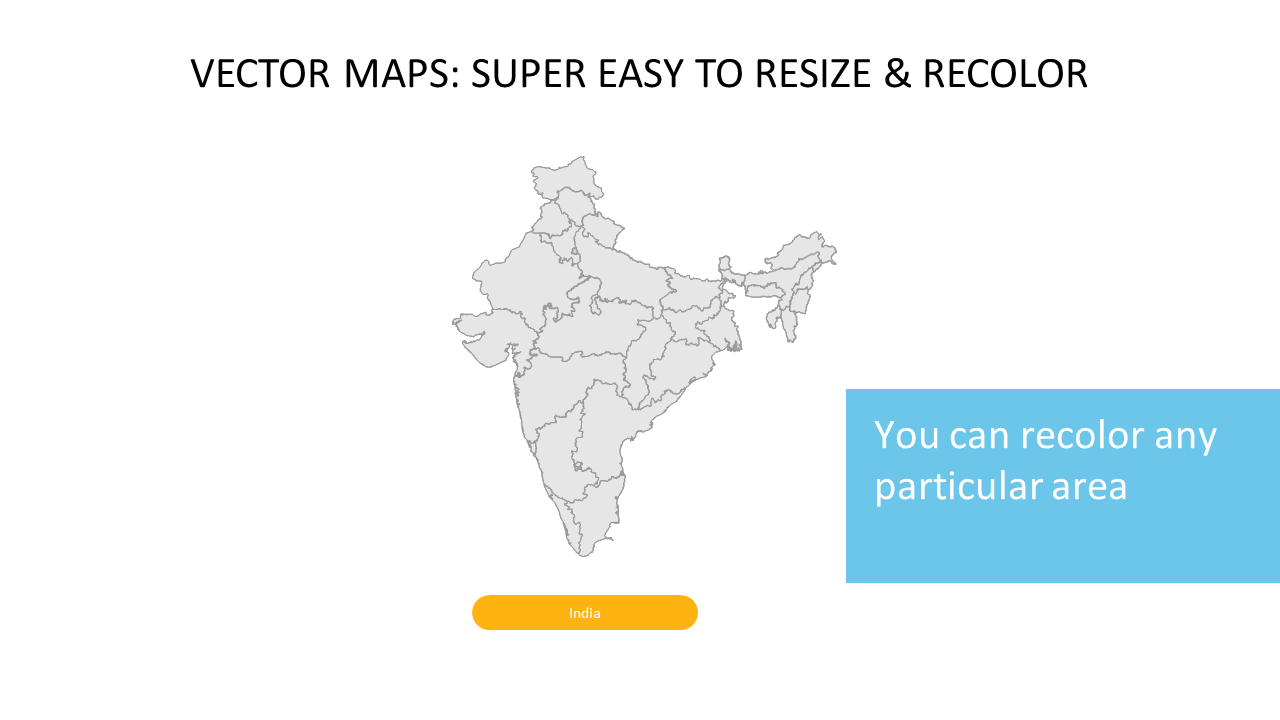 Editable Vector Map of India for Presentations