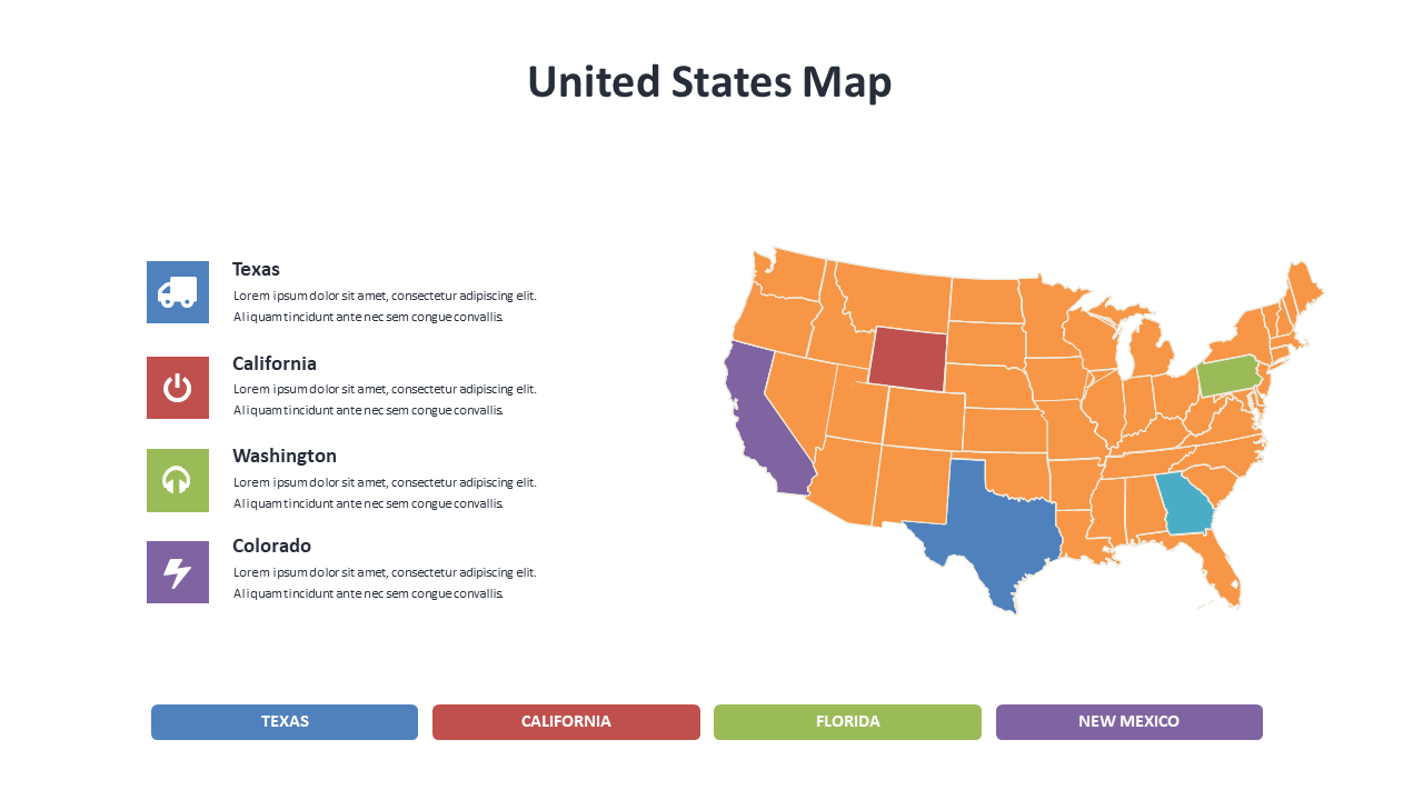 Colorful US Map for State-Specific Presentations