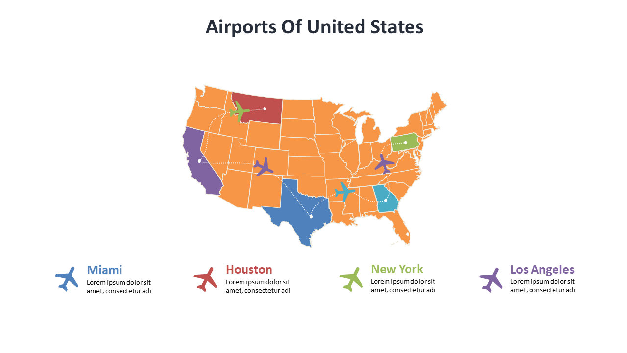 Showcase US Airport Locations in PowerPoint
