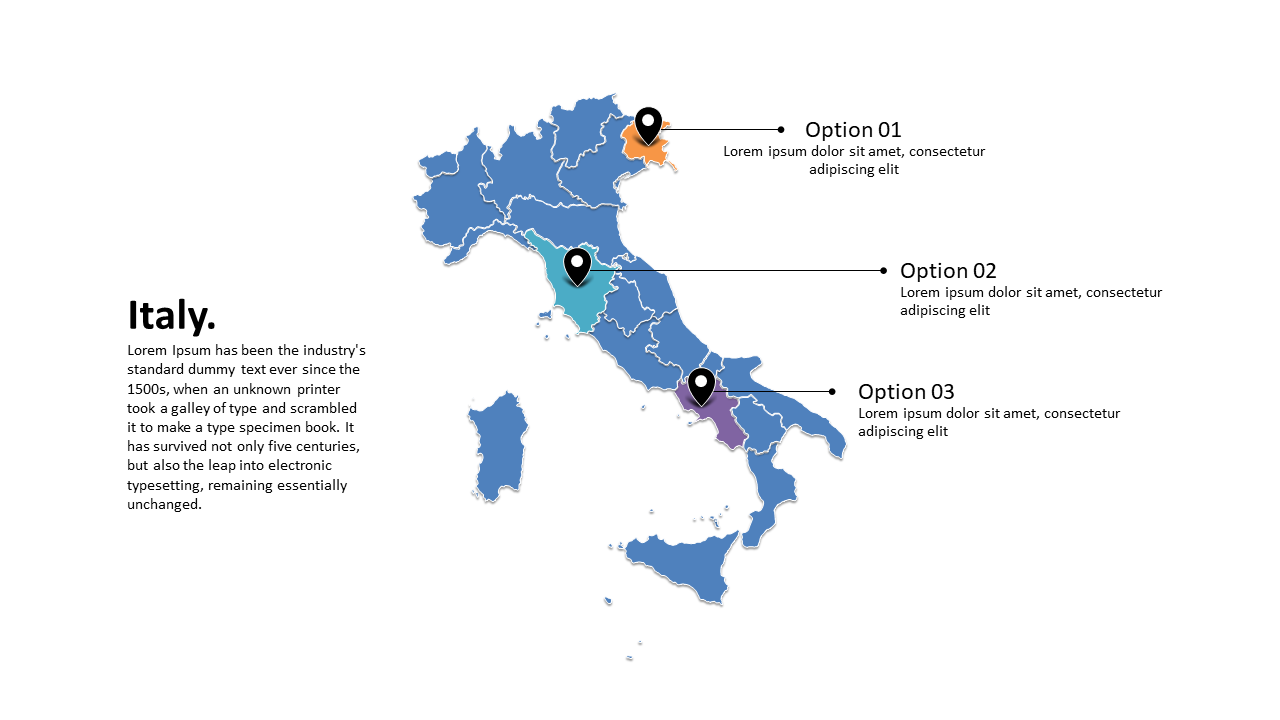 Present Regional Insights with Italy Map PowerPoint