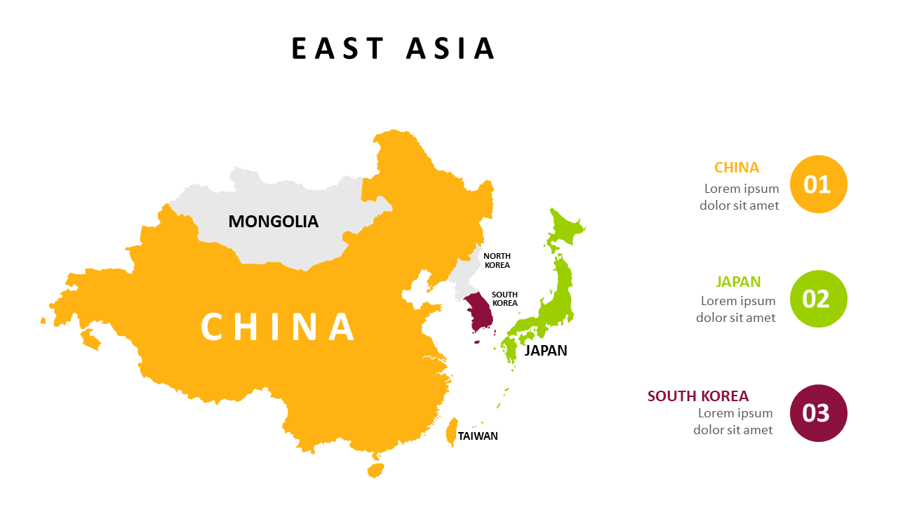 Engaging East Asia Map for Business Presentations