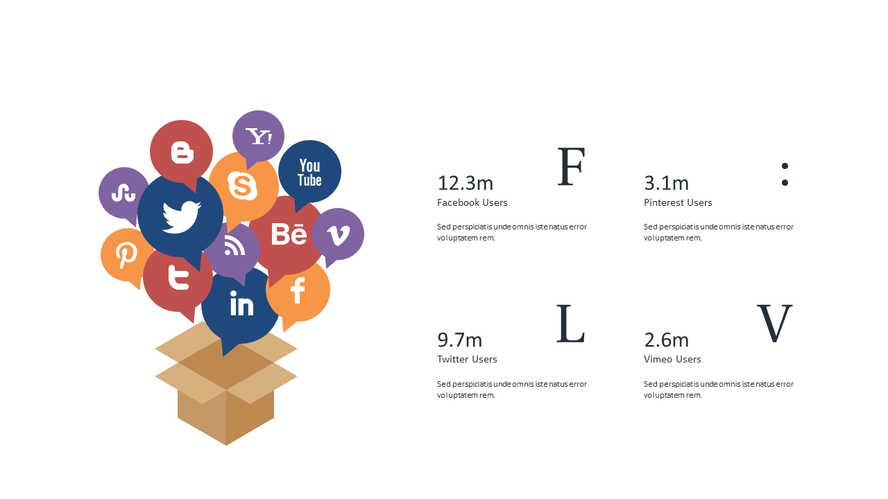 Colorful Icons for Social Media User Statistics