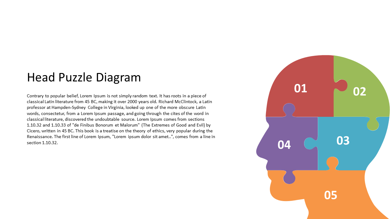 Engage Ideas with Colorful Head Puzzle Diagram