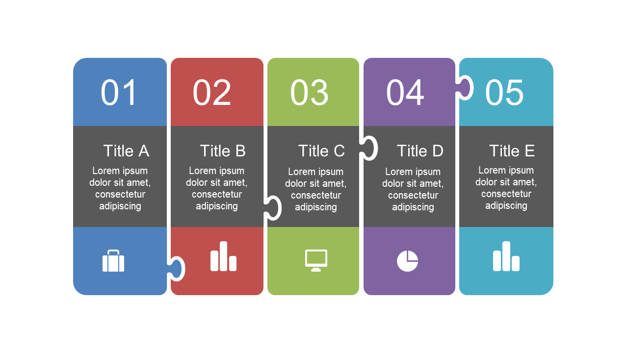 Outline Sequential Processes with Five-Step Puzzle Timeline