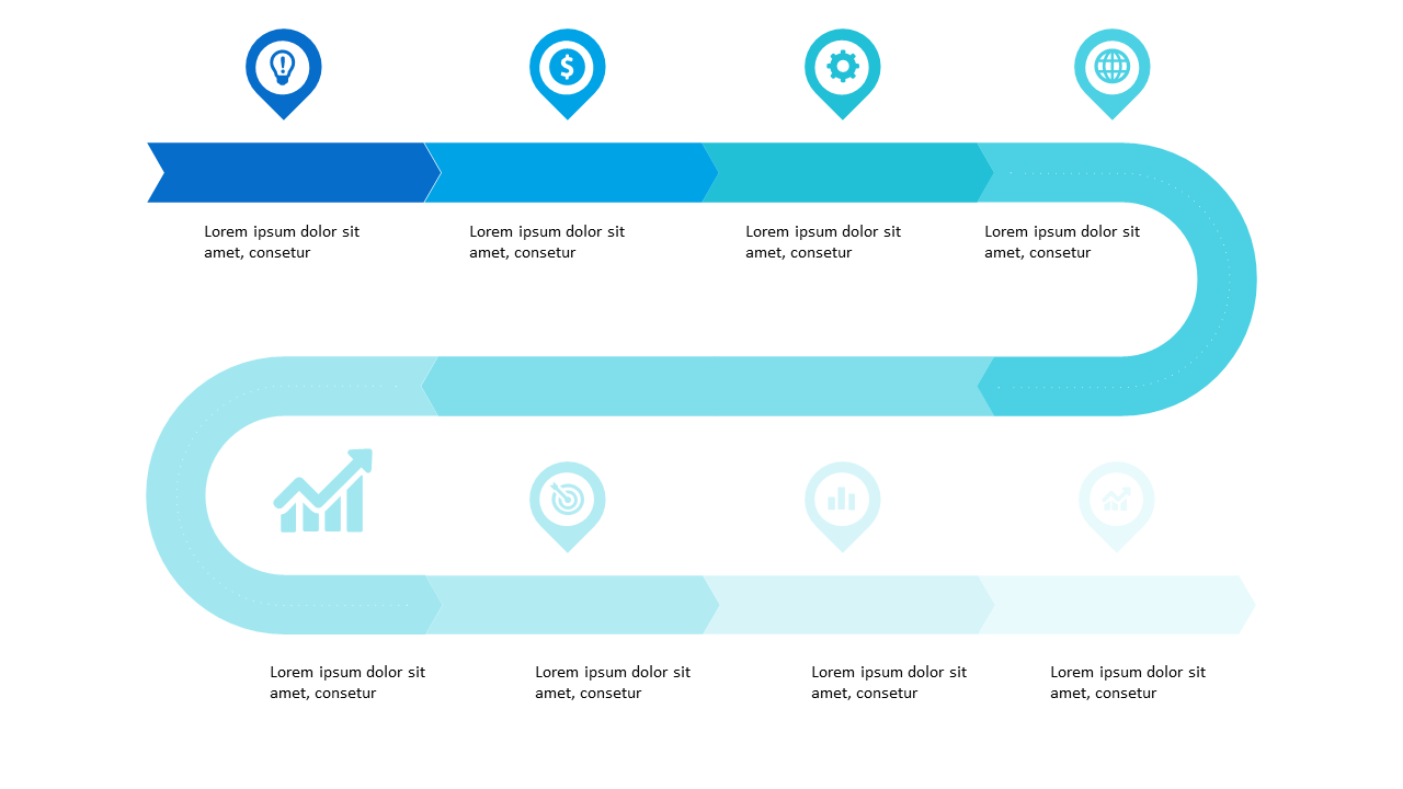 Guide Viewers with a Curved Step Process Flow