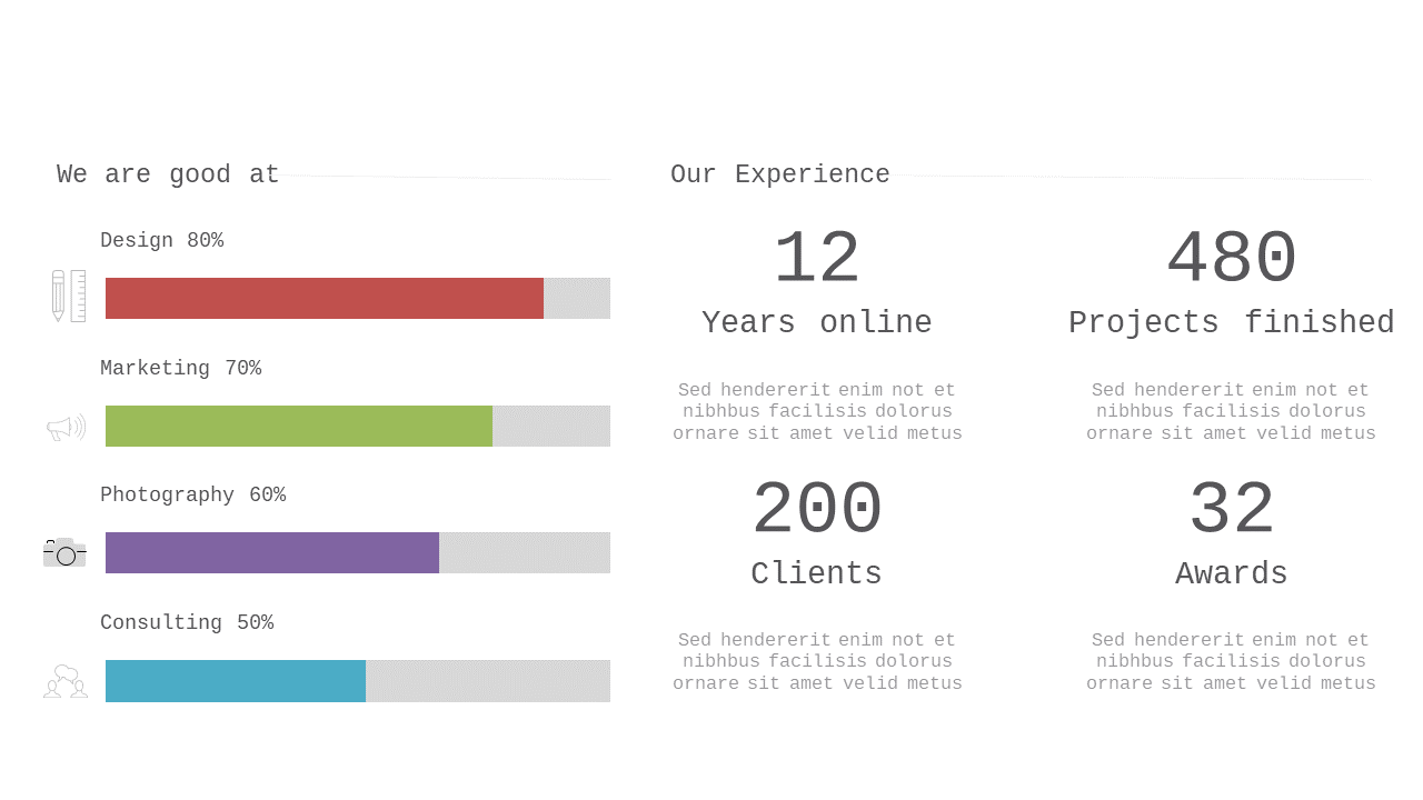 Showcase Team Skills with Progress Bar Infographics