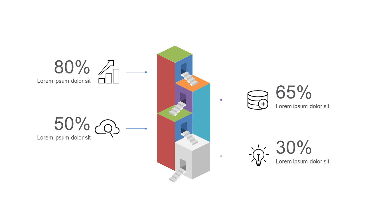 Showcase KPI Progress with 3D Step Layouts