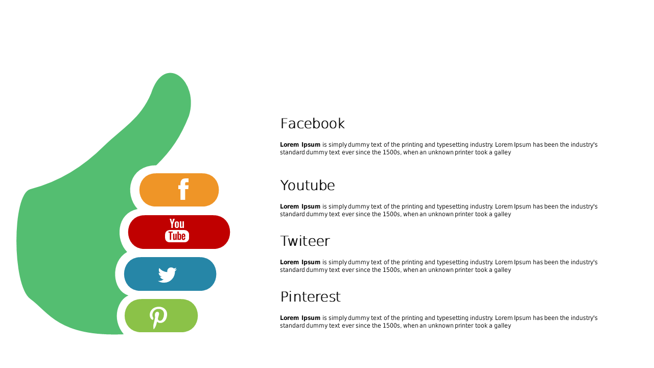 Present Social Media Overview with Thumbs Up Graphic