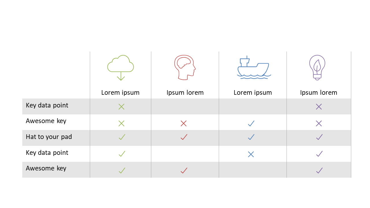 Comparison Table with Icons for Visual Clarity