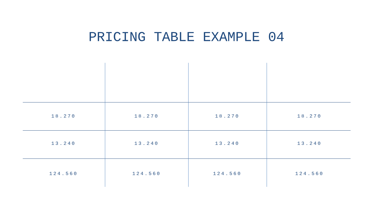 Organized Pricing Table for Financial Presentations