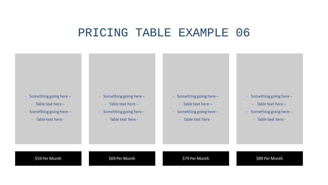 Engaging Four-Column Pricing Table for Subscriptions