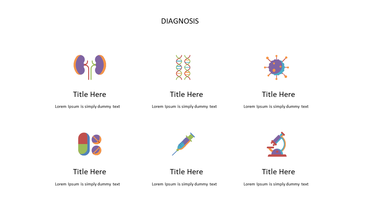 Present Medical Diagnosis with Icon Grid Layout