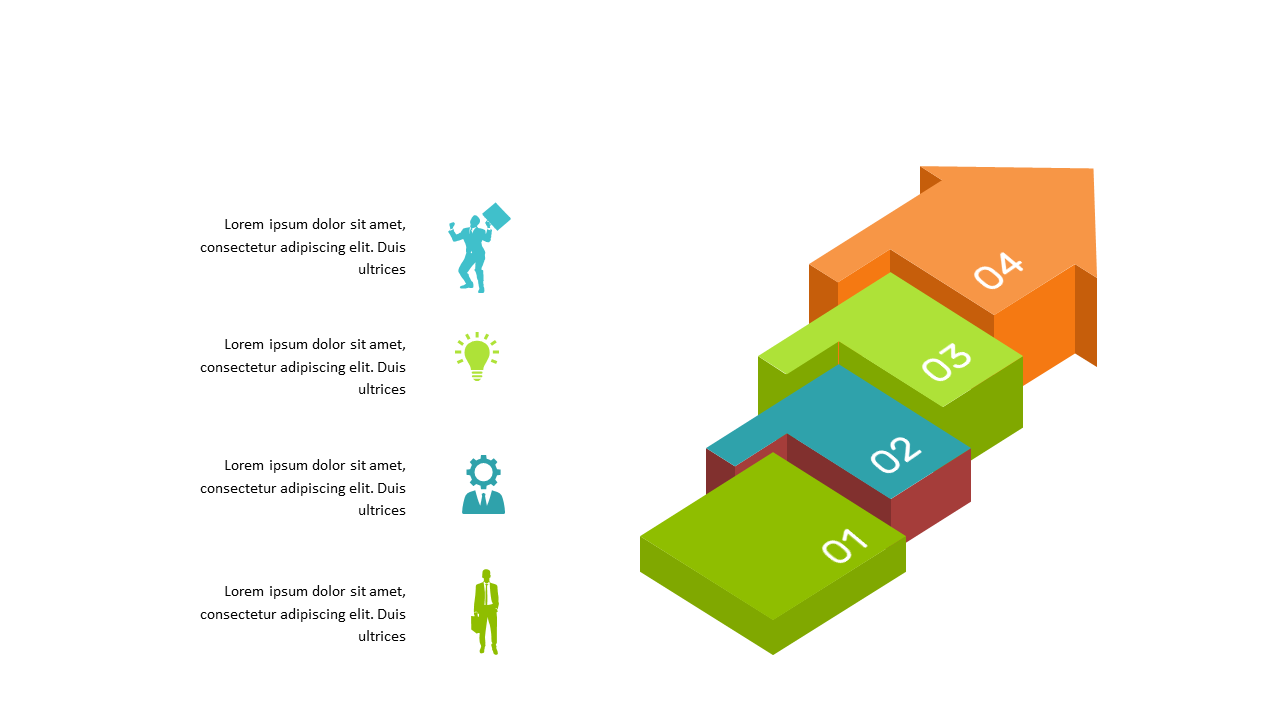 Depict Progression with 3D Arrow and Block Steps