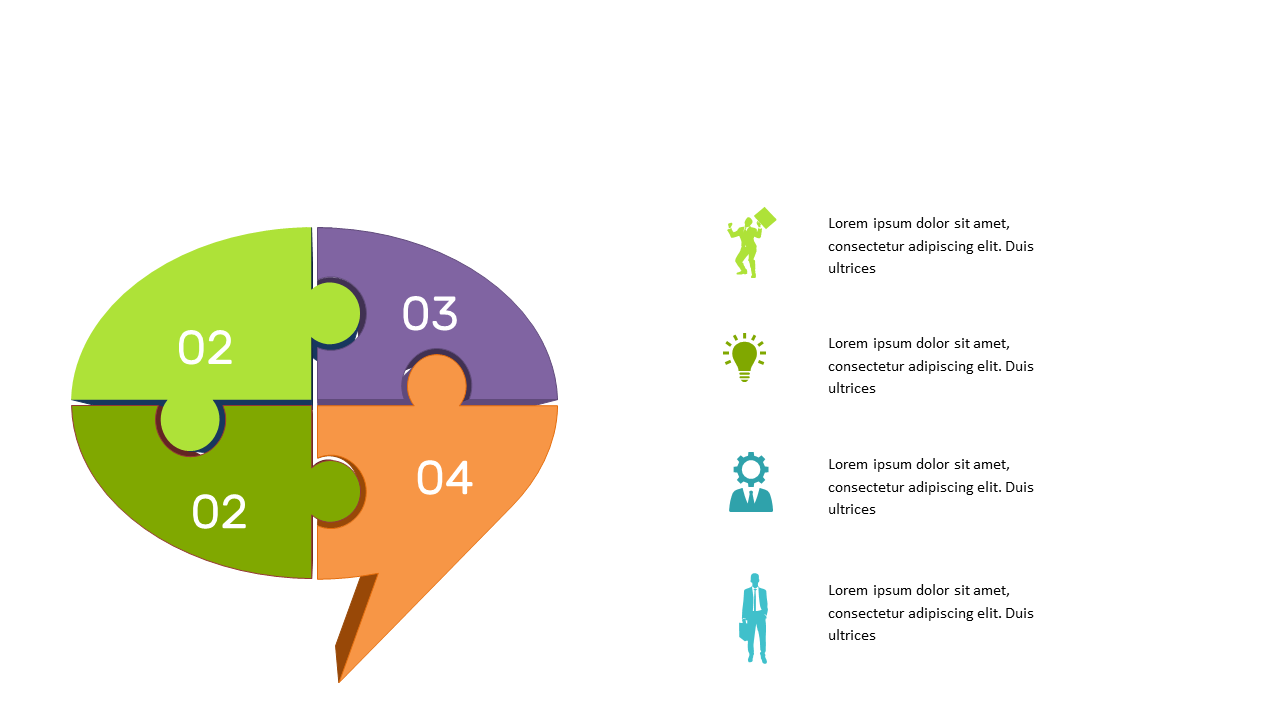 Present Ideas with 4-Section Puzzle Callout Diagram