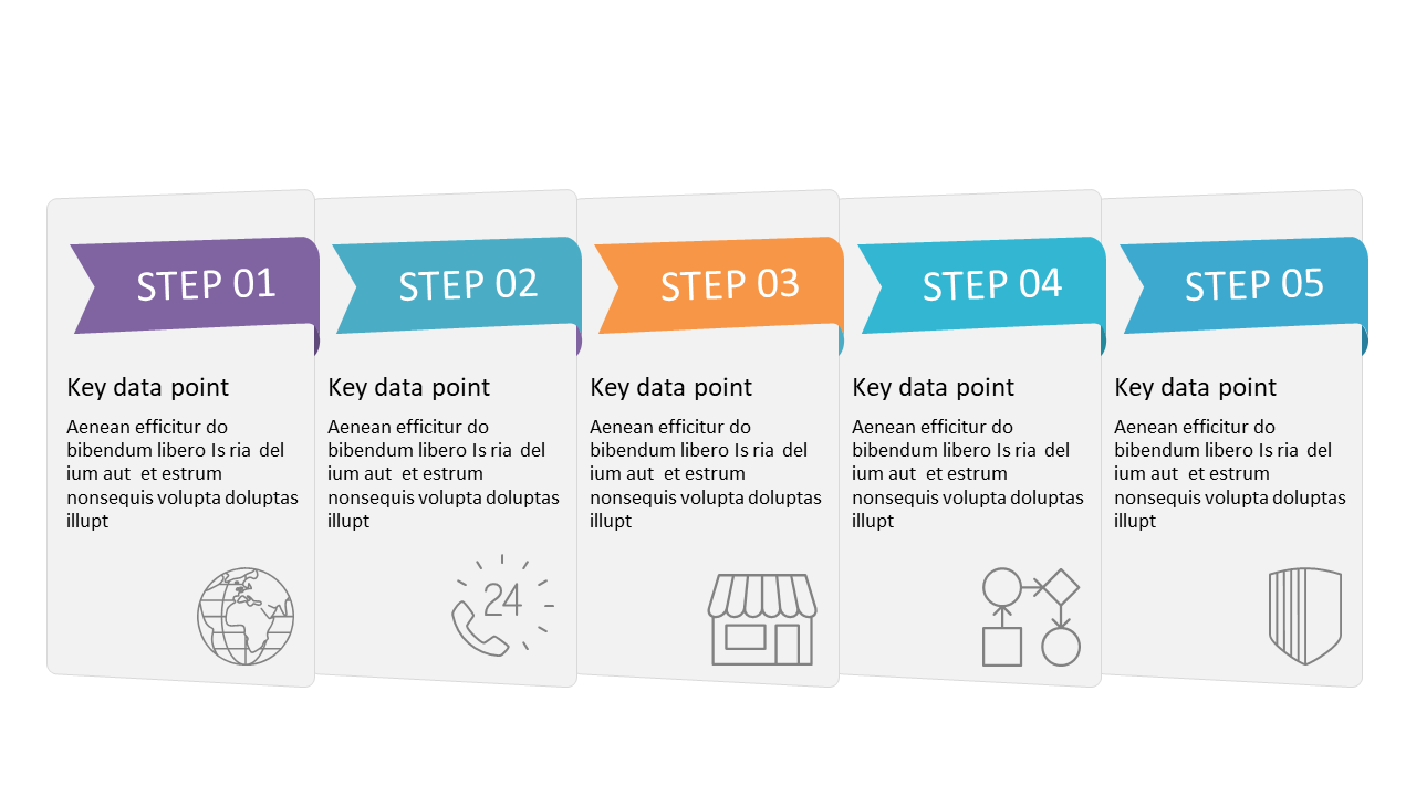 Outline 5-Step Processes with Icons and Banners