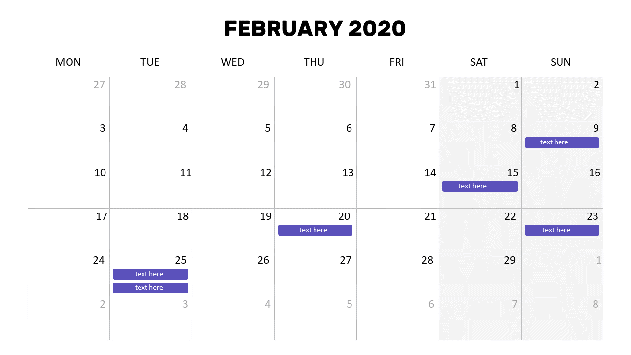 Visual Monthly Calendar for Project Management