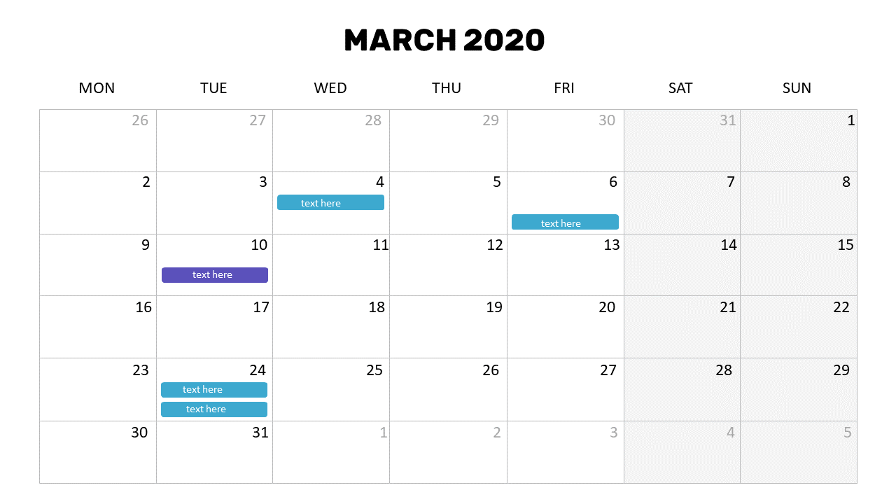 Clean Monthly Calendar for Planning
