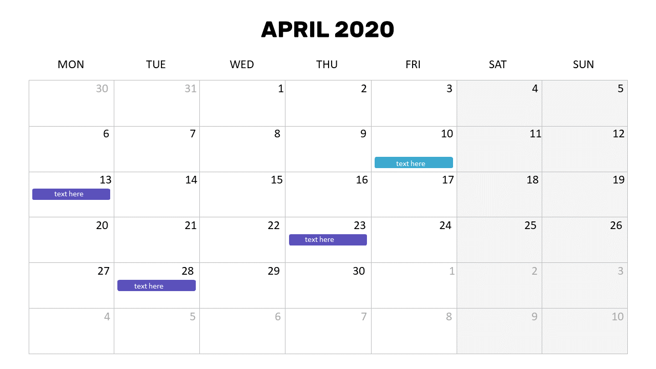 Monthly Calendar with Notations for Events