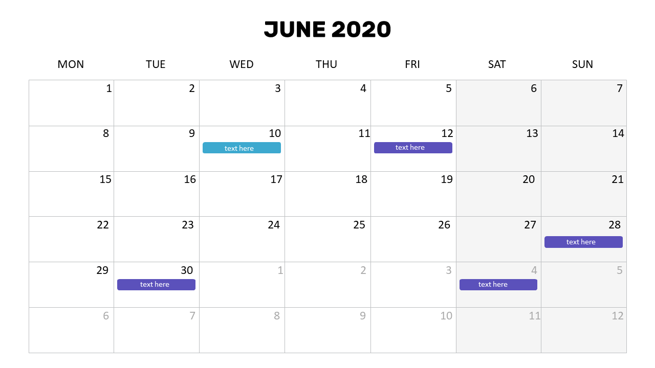 Monthly Calendar for Highlighting Events