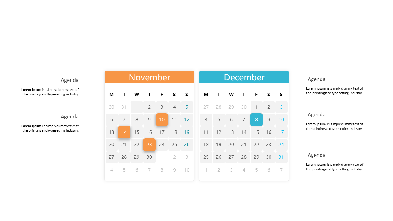 Showcase November and December Agendas