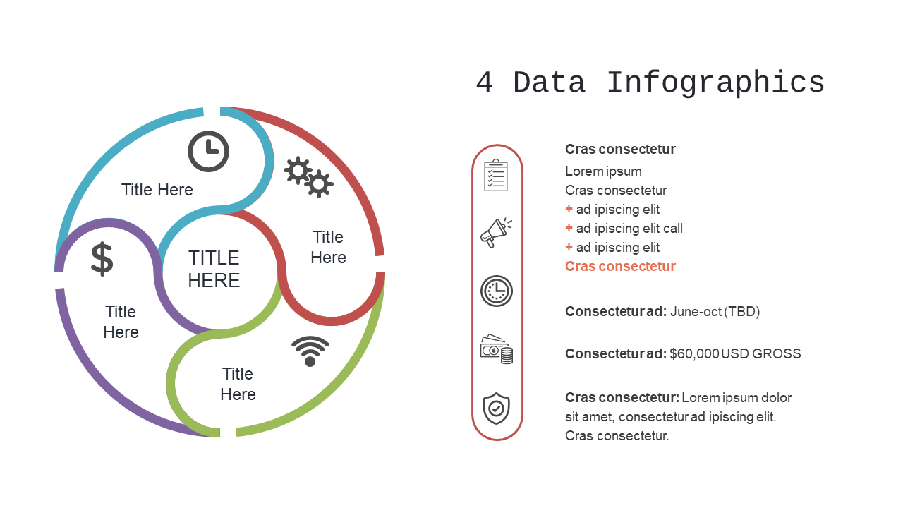 Present Data with 4-Section Radial Infographics