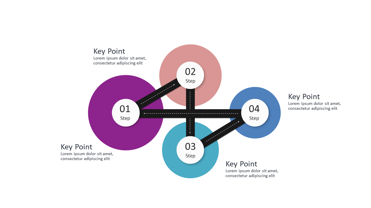 Illustrate Workflows with Colorful Circular Steps