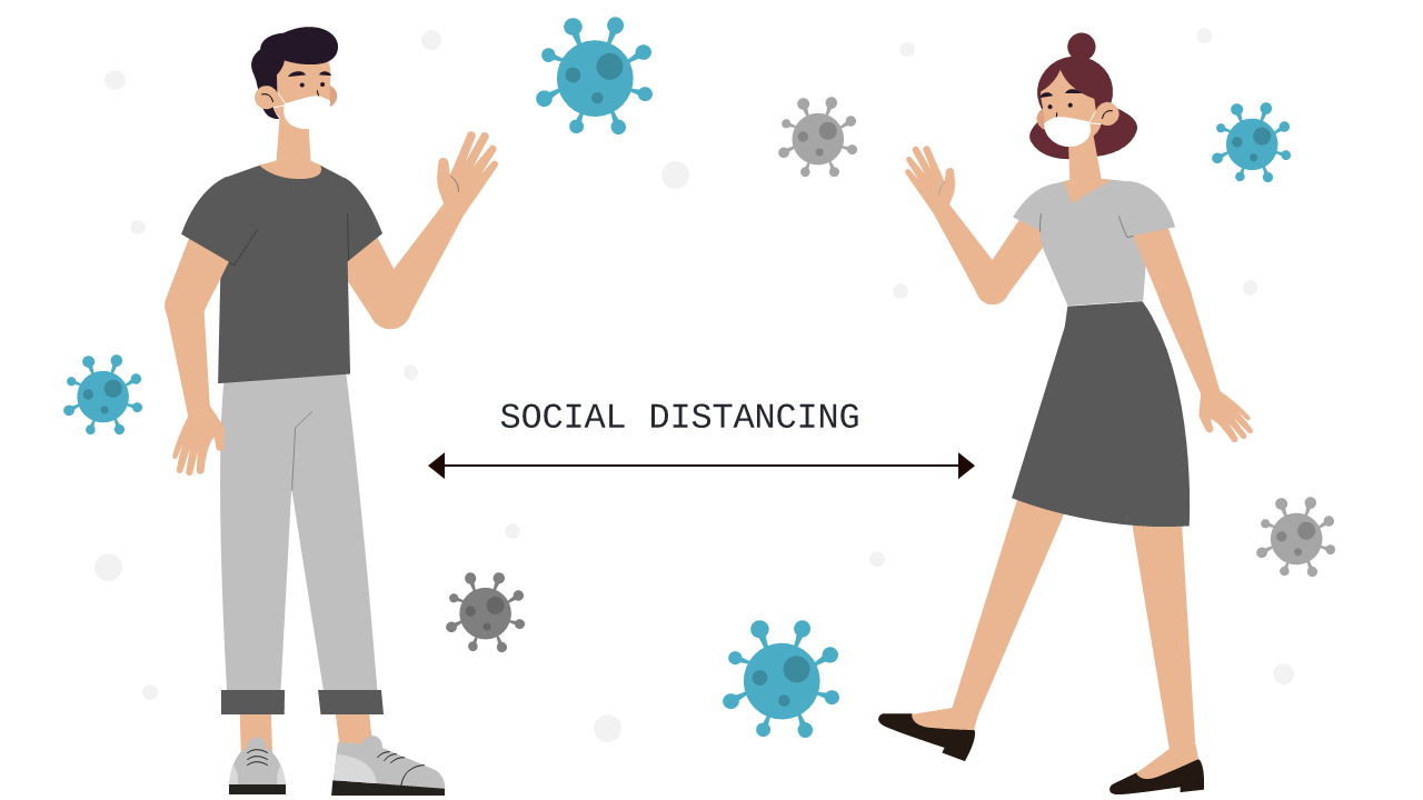 Social Distancing Guidelines Illustration for Presentations
