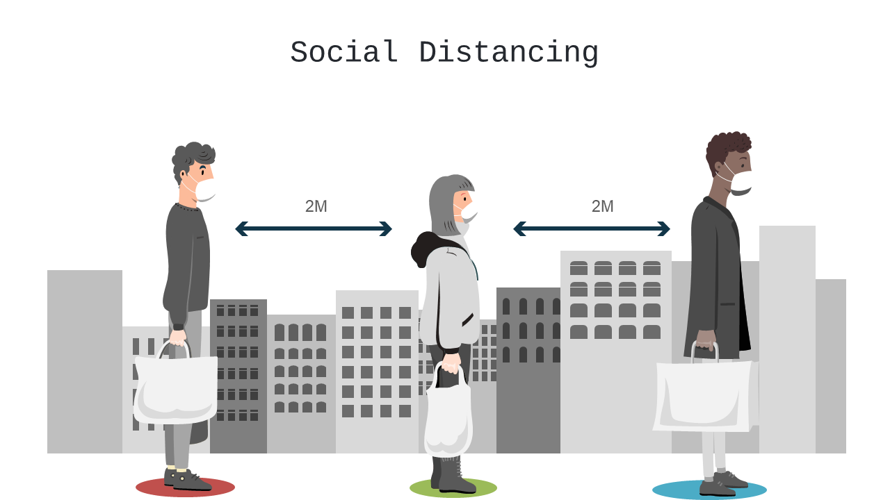 Urban Social Distancing Illustration for Public Health