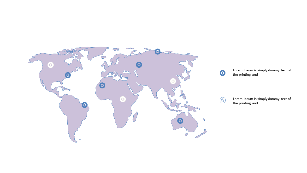 World Map Highlighting Data Points