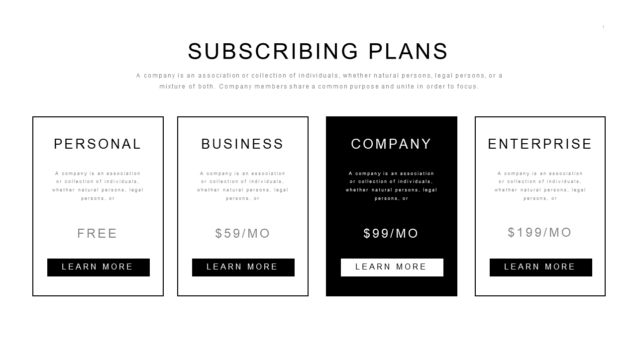 Side-by-Side Subscription Plans Comparison