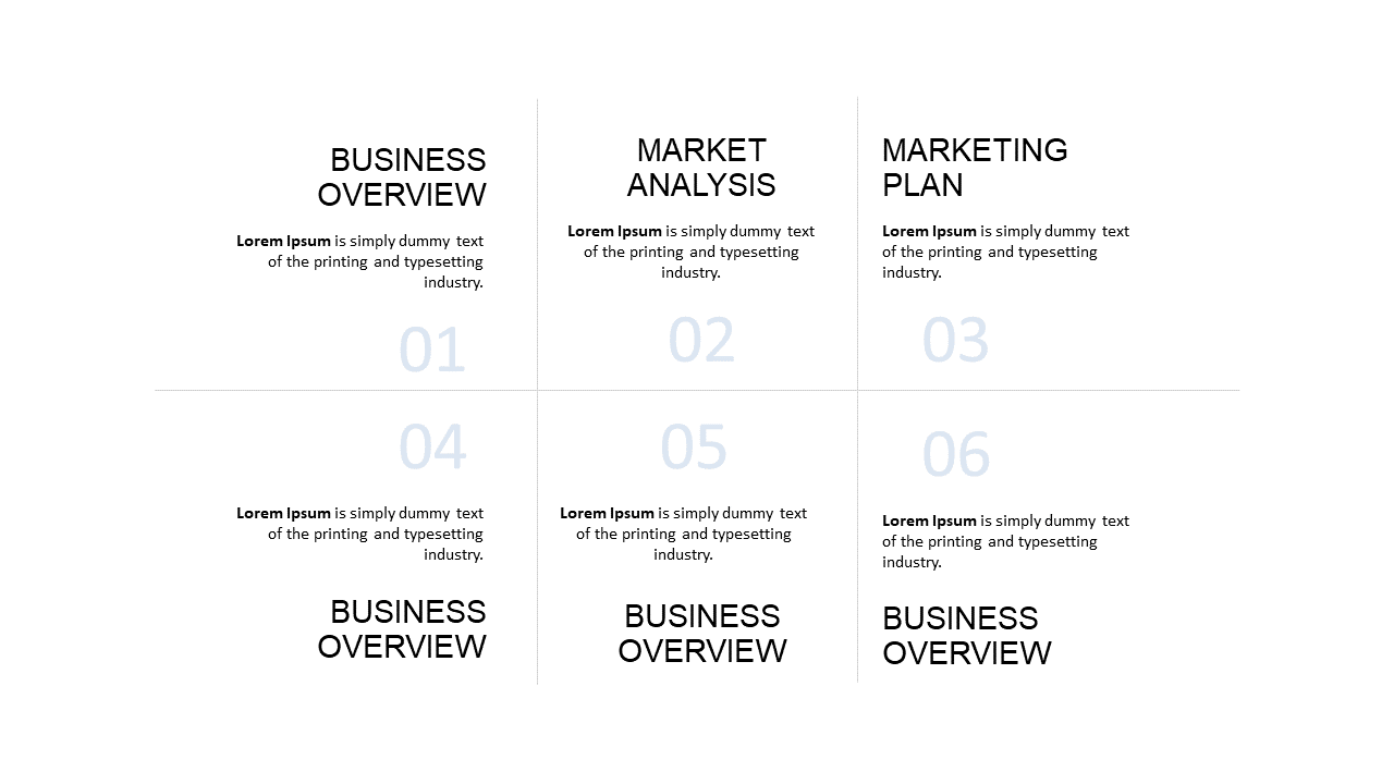 Six Quadrant Matrix for Business Comparisons