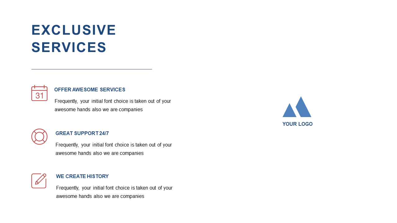 Exclusive Services Layout with Icons