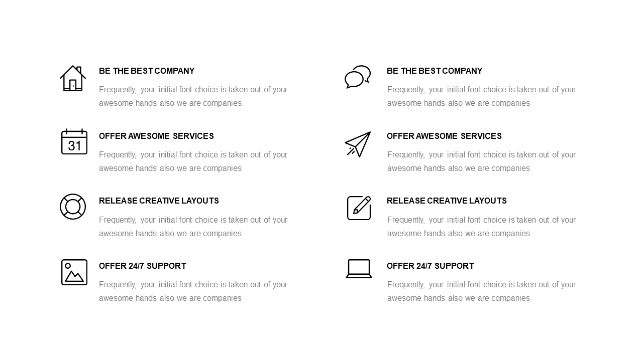 Present Key Services with Icon Grid Layout