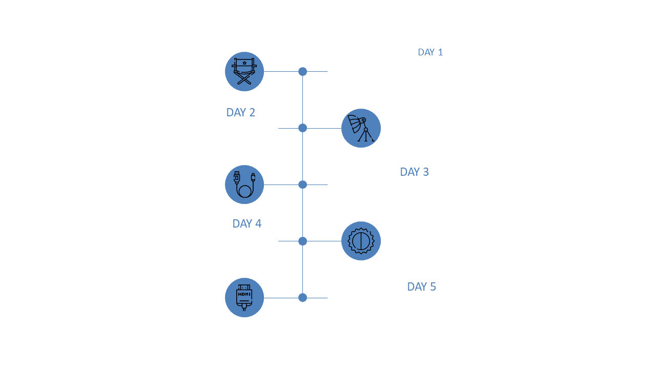 Weekly Planning Vertical Timeline with Icons