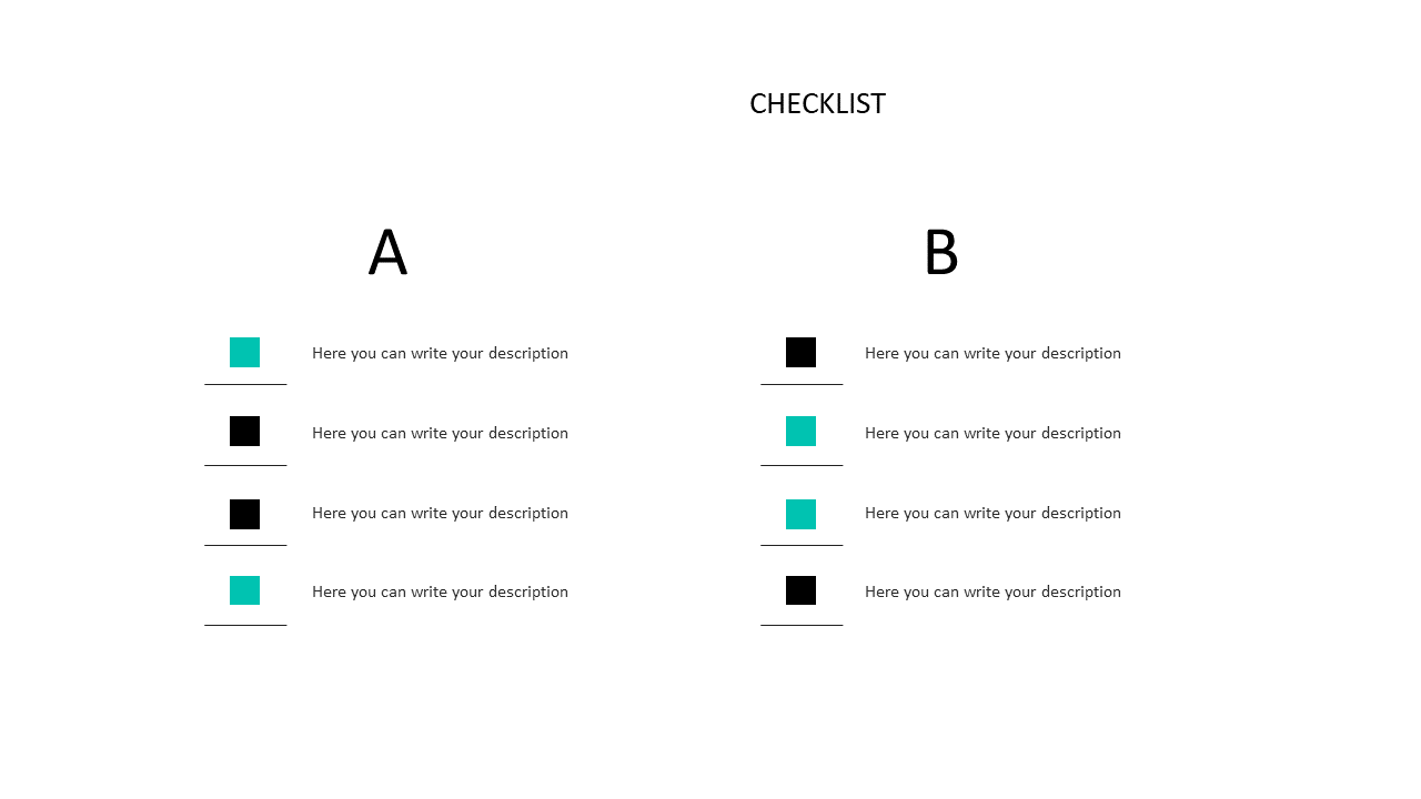 Dual Column Checklist for Task Comparison