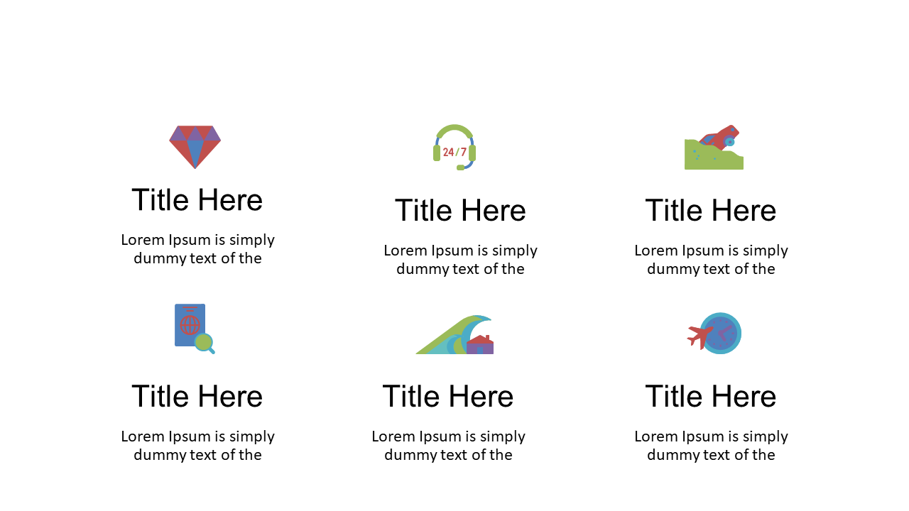 Present Key Points with Icon-Based 6-Box Layout