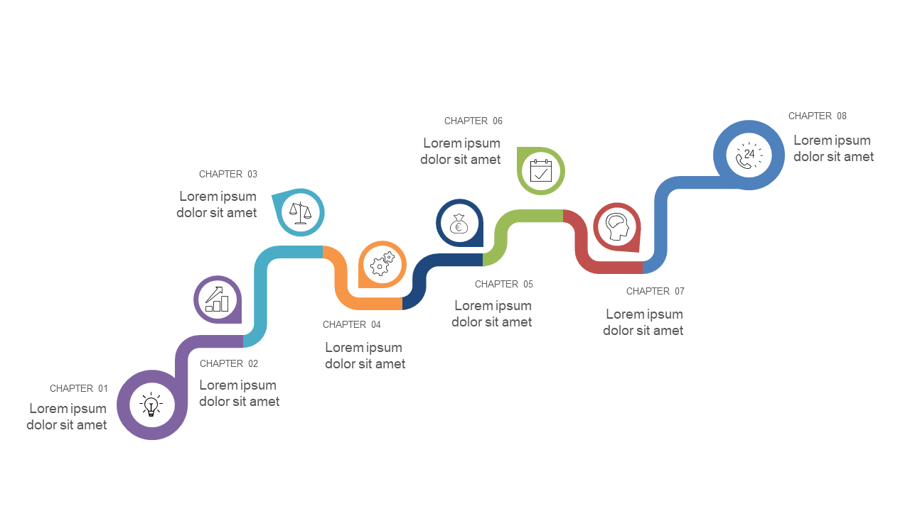 Illustrate Chapter Progression with Colorful Steps
