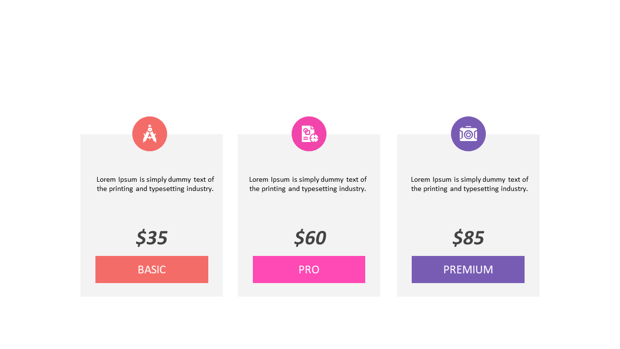 Compare Pricing Tiers with Icon Layout
