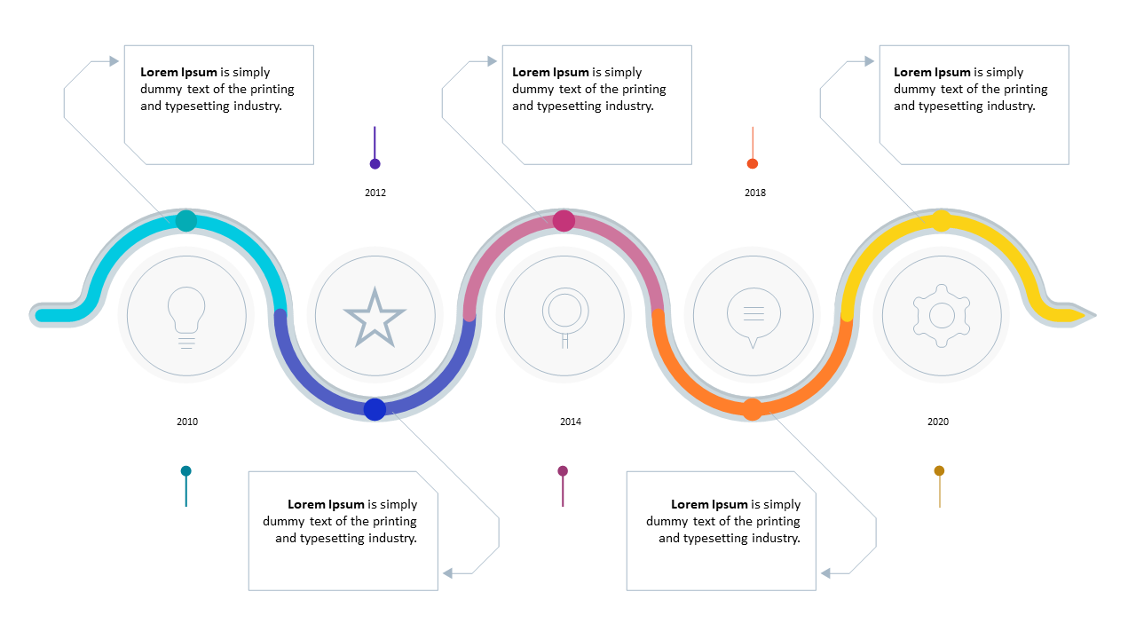 Showcase Milestones with Colorful Curved Timeline