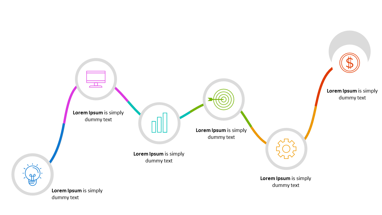Engage with Colorful Circular Step Process Flow