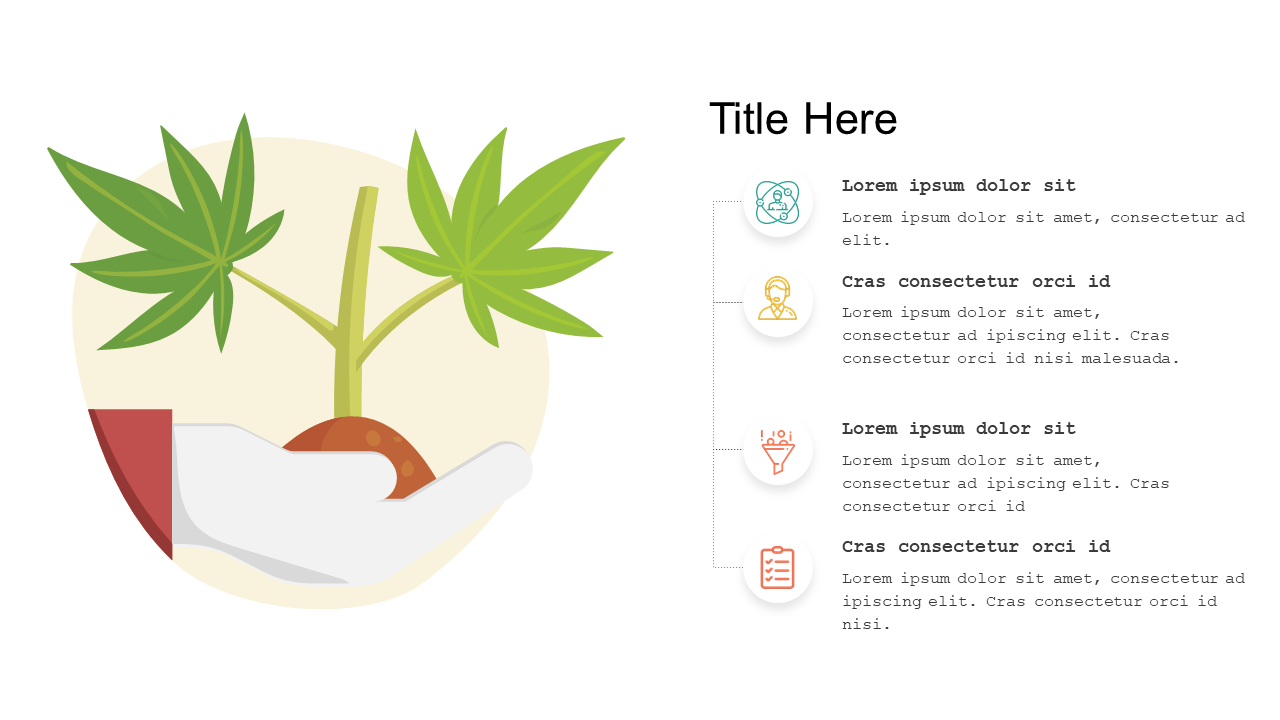 Illustrate Growth Processes with Hand and Plant Icons