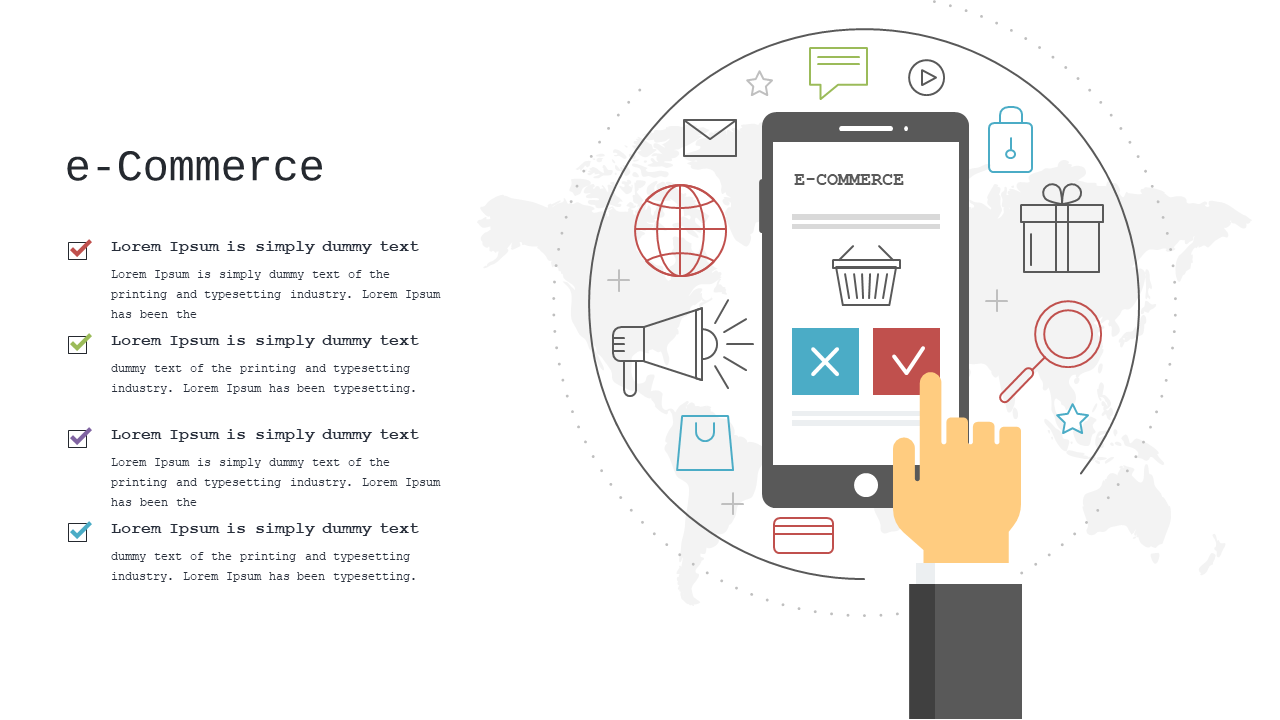 Explore E-Commerce Trends with Icons and Text