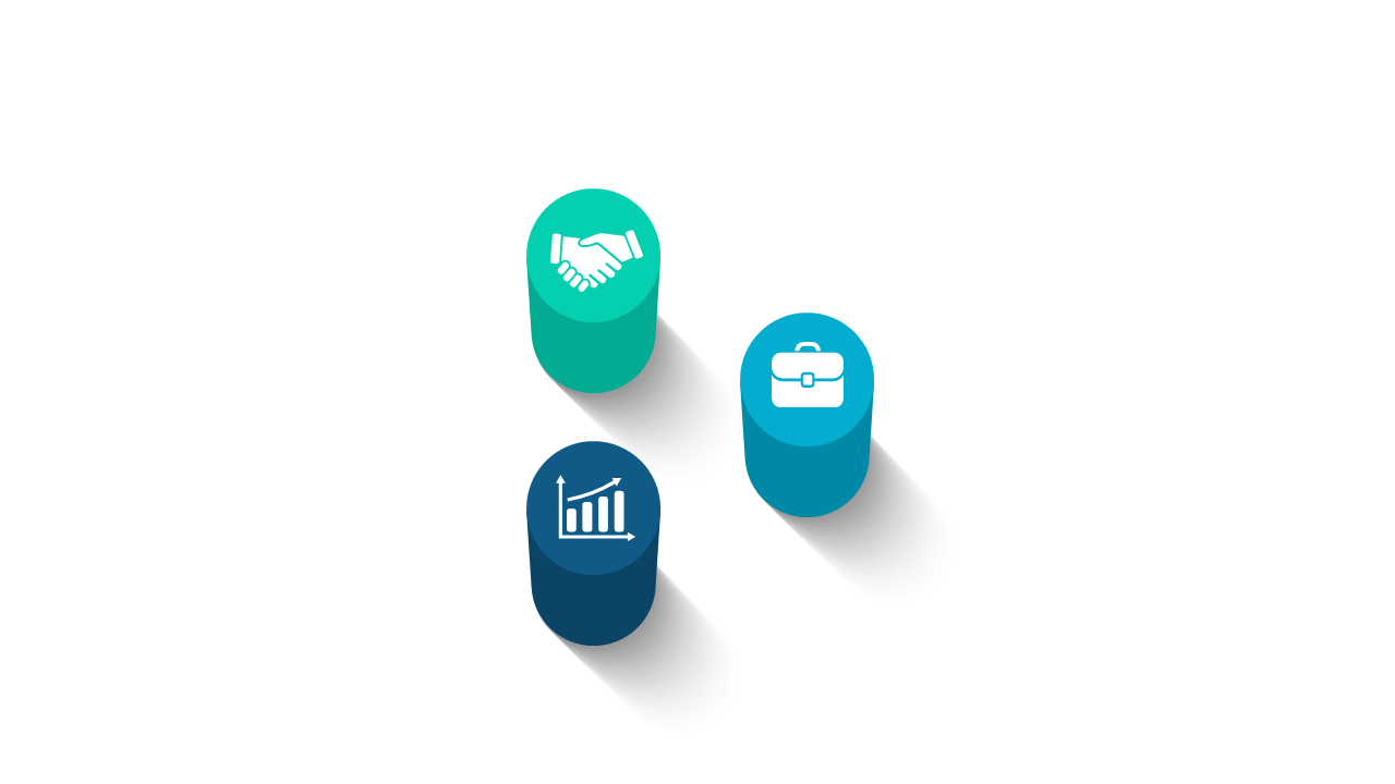 3D Circular Icons for Business Themes