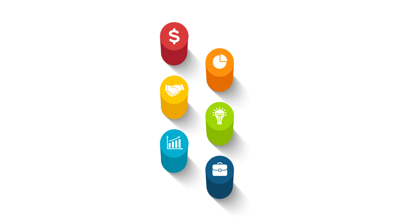 Highlight Key Themes with Colorful Icon Pillars